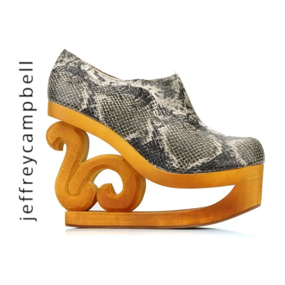 Jeffrey Campbell Shoes - JEFFREY CAMPBELL WITT SKATE Scroll Wood Heel PLATFORM Oxford Ankle Booties! Sz 7